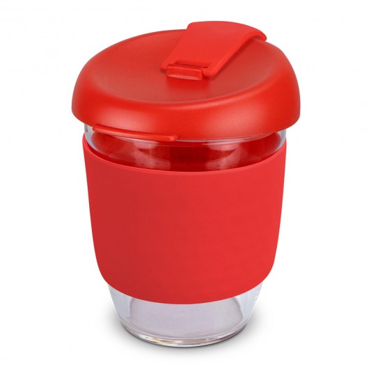 Red 350mL Borosilicate Glass Cups